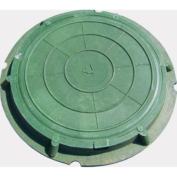 Люк полимерный легкий зеленый Л А15 (диаметр крышки 580мм, внешний диаметр 750мм, нагрузка до 1,5 т)