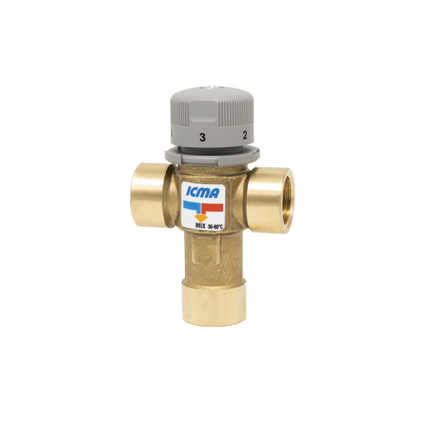 Клапан термостатический смесительный для сантехнических систем, с ручным приводом, Ду 3/4" г/г, Kvs=2м3/ч Icma